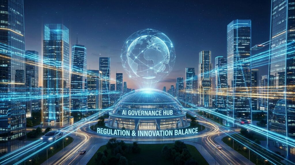 클로드 미토스 5 차단 사태! 미국 수출 통제 규제와 AI 주권의 미래 핵심 정리 가이드 7 AI regulation balance digital city 202606220225