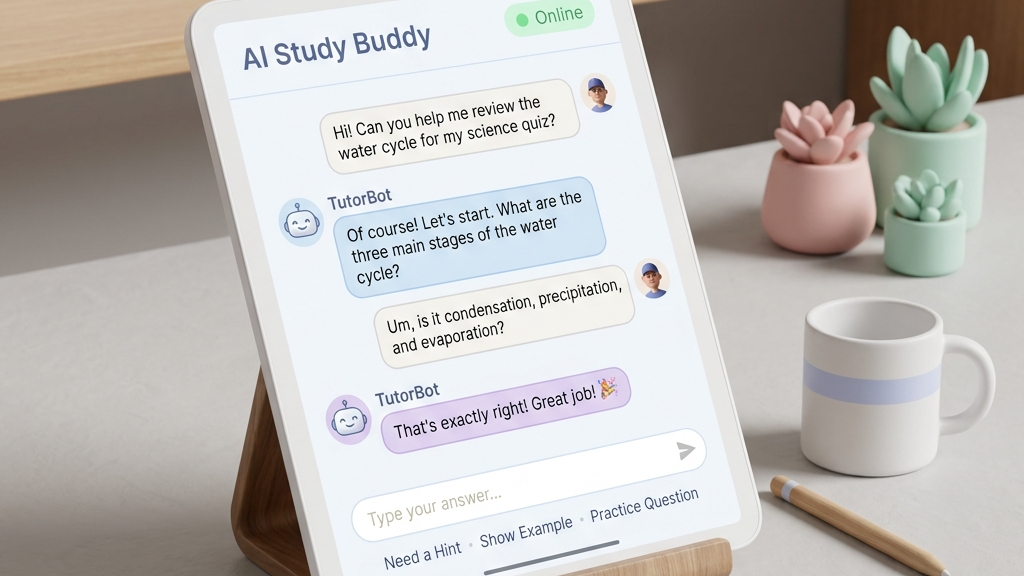 전공 책 PDF 3초 만에 요약하는 법 (대학생 과제 치트키 NotebookLM) 핵심 정리 가이드 4 Tablet screen showcasing interactive chatbot conversational AI tutoring assistant for college assignment research