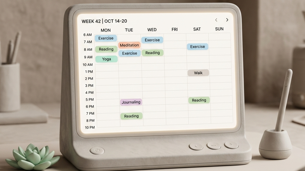 Reclaim.ai 직장인 캘린더 자동화 가이드 4 Dynamic rearrange visualization of routine habits on digital weekly calendar