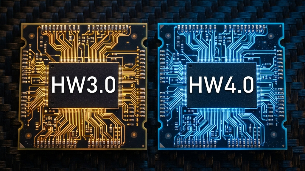 테슬라 HW3 오너들의 아쉬움: FSD v14 라이트 업데이트 배포와 하드웨어 스펙 한계 분석 4 Detailed comparison of Tesla Autopilot chips comparing Hardware 3 and Hardware 4 architecture side by side