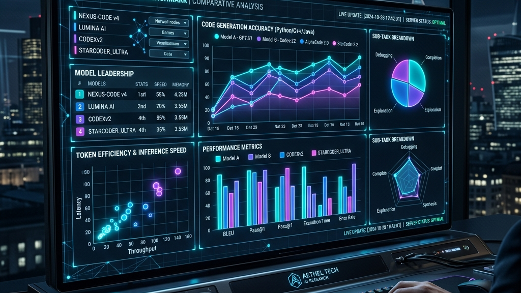 CursorIDE detailed specs and benchmark charts, tech style