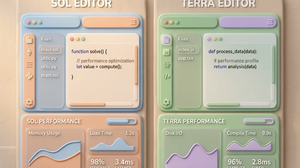 오픈AI GPT-5.6 Sol & Terra API 스펙 비교 및 실무 연동 가이드 3 Minimalist 3D clay-render showing a code editor comparison layout with Sol and Terra performance parameters