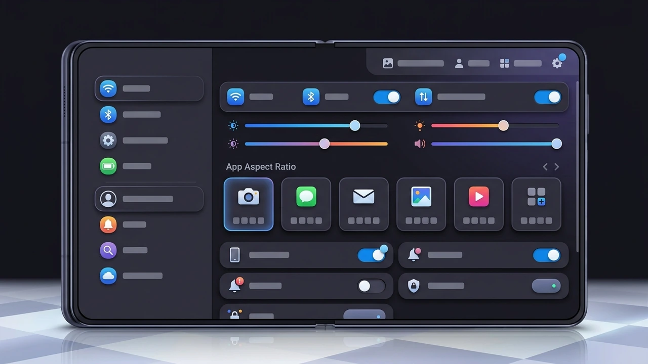 갤럭시 Z 폴드8 실사용 2주차 단점 솔직 정리 및 필수 최적화 세팅 4단계 3 Samsung One UI 디스플레이 설정 및 Good Lock MultiStar 앱에서 폴더블 앱 비율과 배터리 보호 옵션을 최적화하는 화면